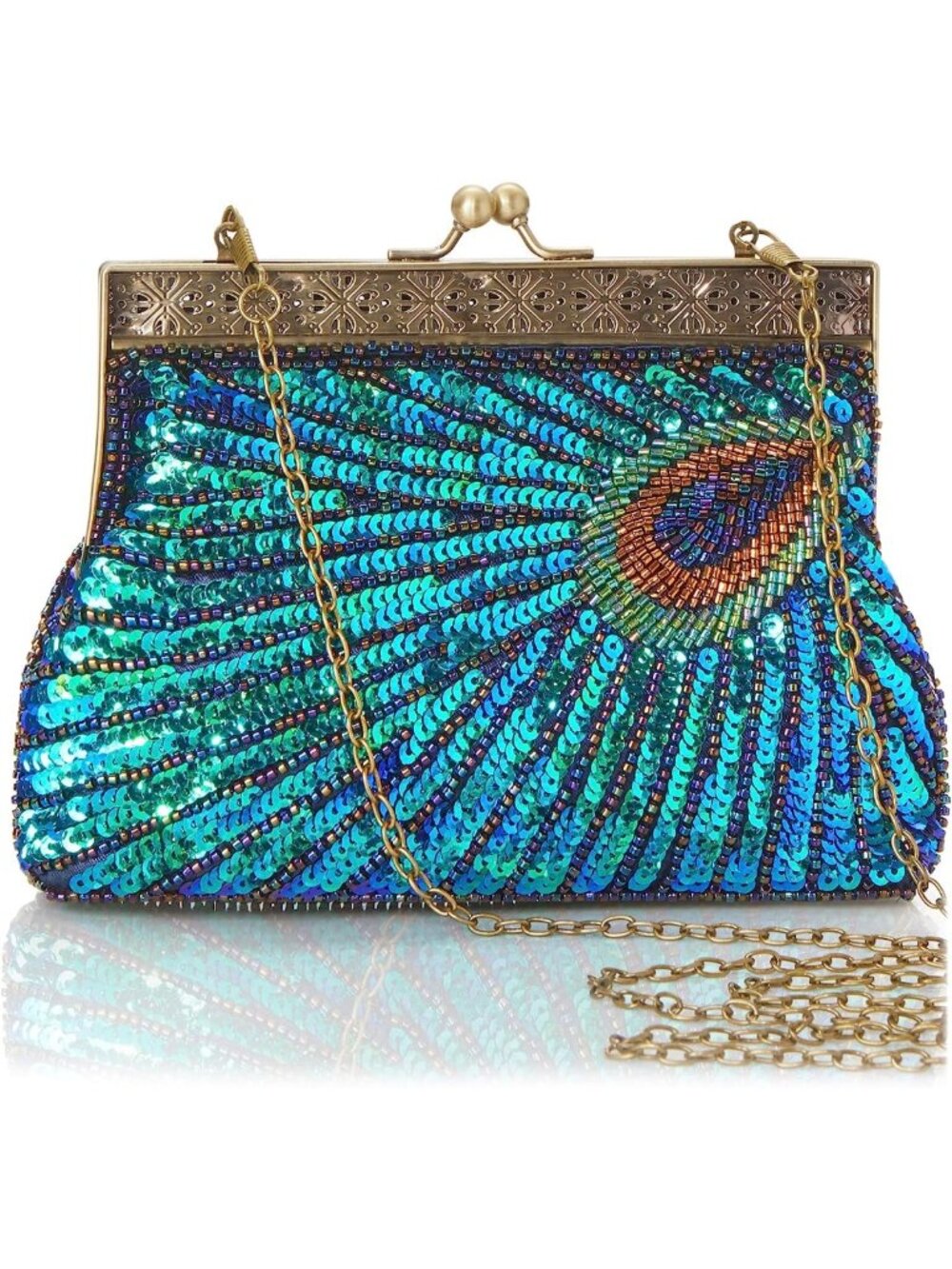 Vintage Peacock Sequin Clutch Evening Bag for Women | Elegant Party Accessory